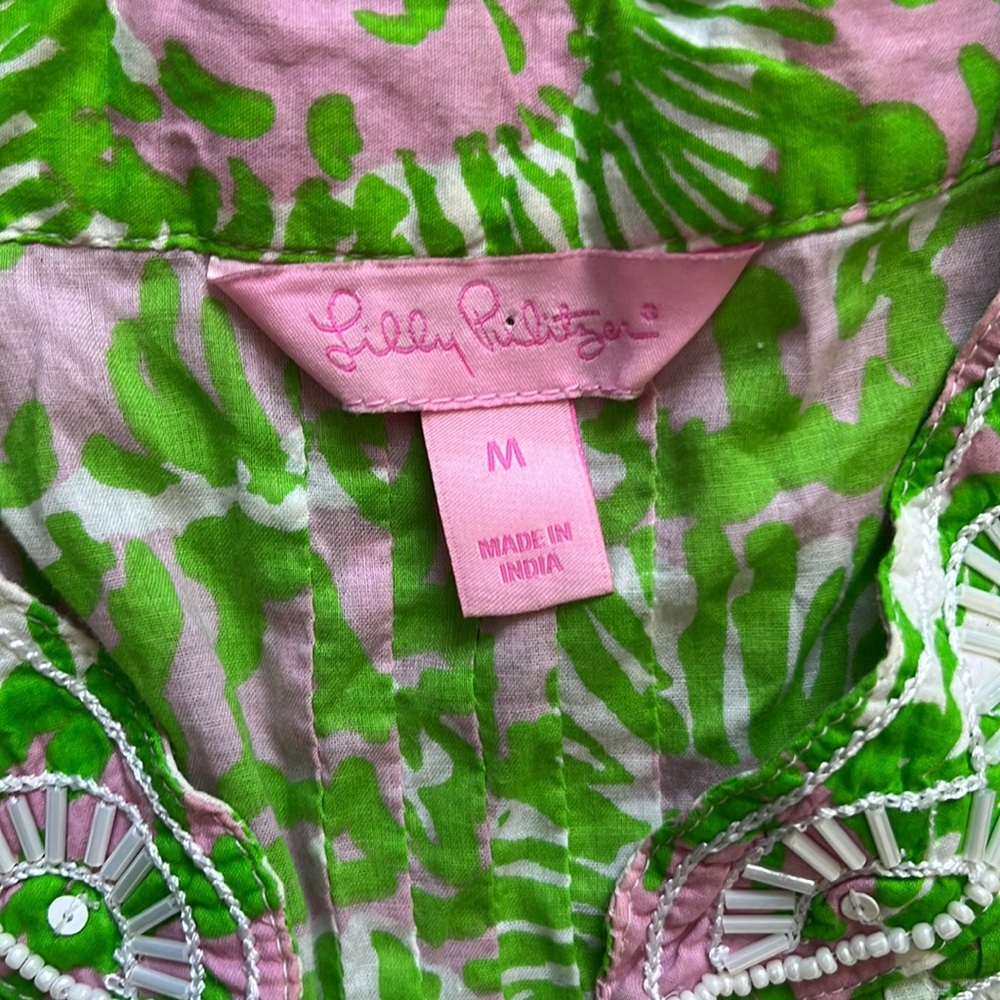 Lily Pulitzer Sarasota green beaded tunic size Medium - Picture 2 of 5